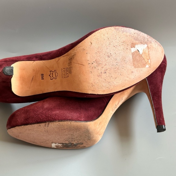 Saks Fifth Avenue Red Suede Heels Women's Size 8 - Picture 3 of 5